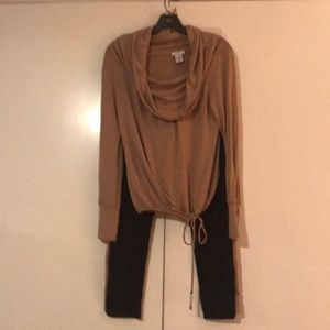 Cache cruise wear cowl neck top/elastic waist pant